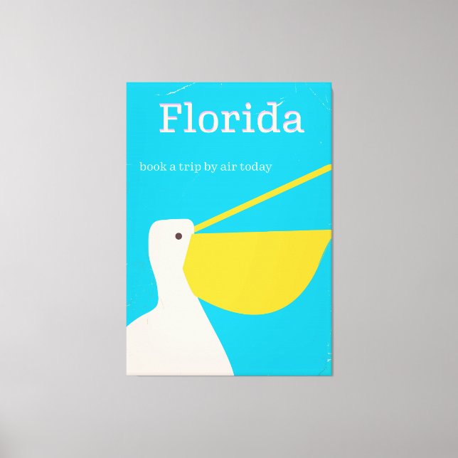 Vintage Florida Pelican travel poster Canvas Print (Front)