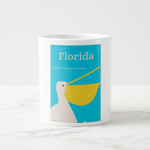 Vintage Florida Pelican travel poster Large Coffee Mug