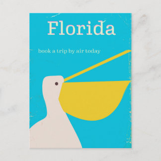 Vintage Florida Pelican travel poster Postcard