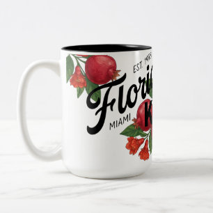 Vintage Florida Pomegranate Miami Botanical Fruit Two-Tone Coffee Mug