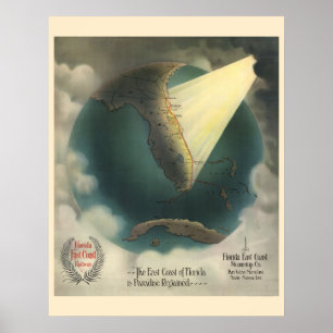 Vintage Florida Railway travel poster