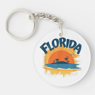 Vintage Florida Retro Tee Design Sunshine Key Ring