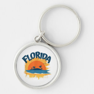 Vintage Florida Retro Tee Design Sunshine Key Ring