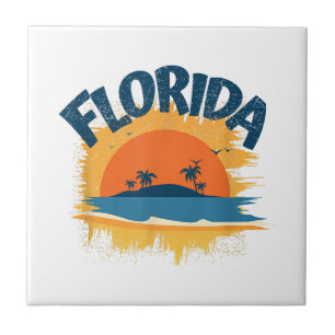 Vintage Florida Retro Tee Design Sunshine Men Wome Tile