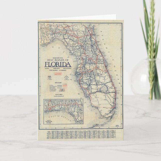 Vintage Florida Road Map Card (Front)