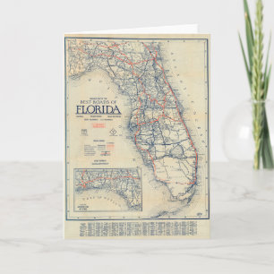 Vintage Florida Road Map Card