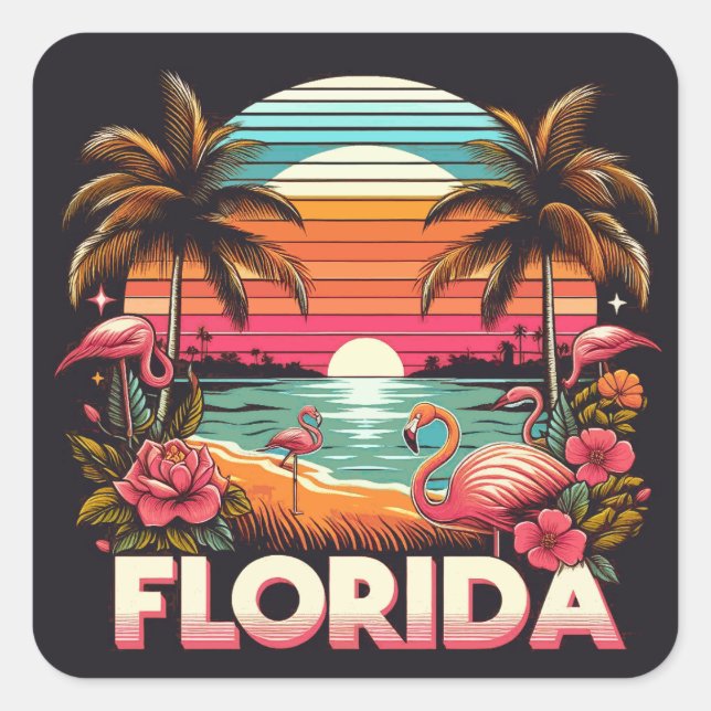 Vintage Florida Square Sticker (Front)