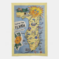 Vintage Florida tourist greetings map