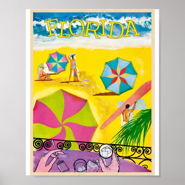 Vintage Florida Travel Art Poster (Front)