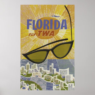 Vintage Florida Travel poster, Retro Illustration Poster