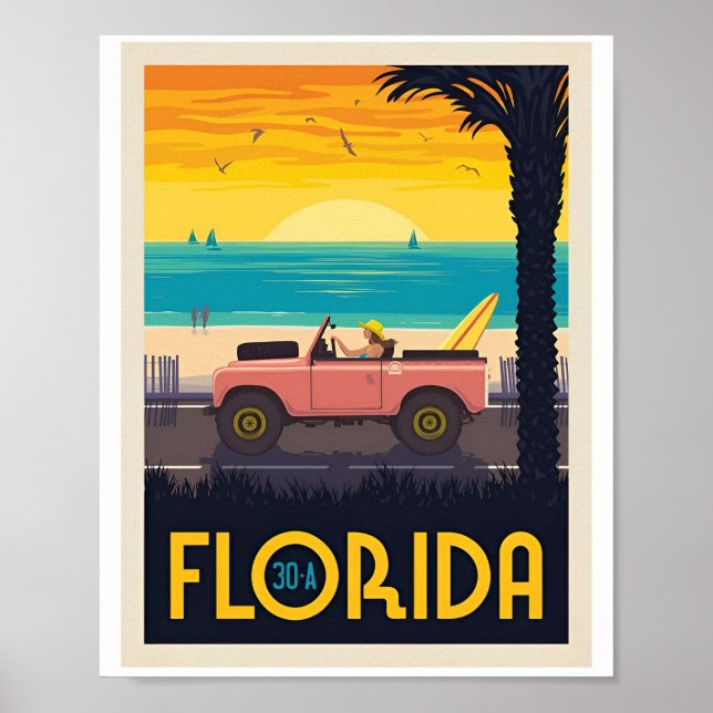 Vintage Florida Travel Summer Poster (Front)