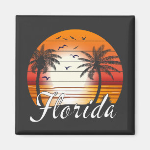 Vintage Florida USA Palm Trees Summer Beach Magnet
