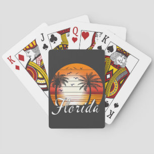 Vintage Florida USA Palm Trees Summer Beach Playing Cards
