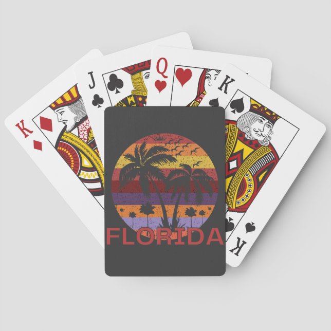 Vintage Florida USA Summer Beach Playing Cards (Back)
