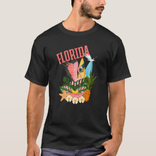 Vintage Florida Vacation Flora Fauna With Flamingo T-Shirt