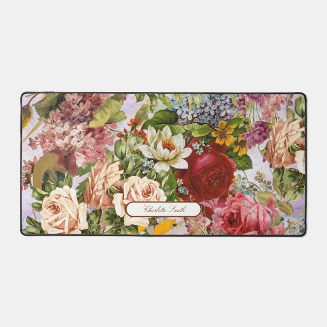 Vintage Floriferous Collage  Desk Mat (Front)
