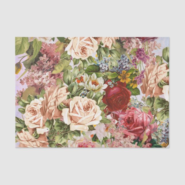 Vintage Floriferous Collage Tissue Paper (Front)