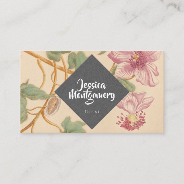 Vintage florist elegant business cards (Front)