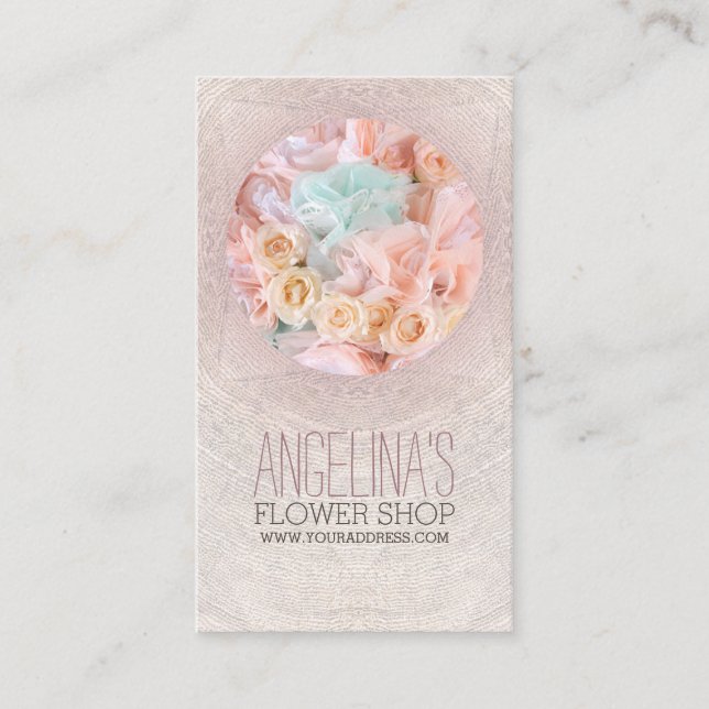 Vintage Florist Elegant Flower Circle Card (Front)