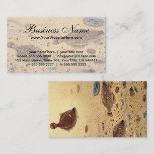 Vintage Flounders, Marine Ocean Life Flat Fish Business Card