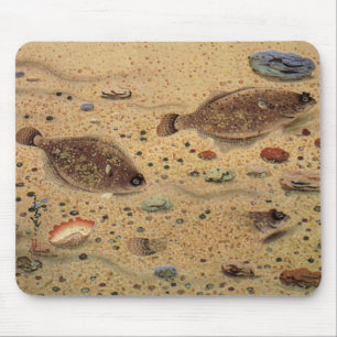 Vintage Flounders, Marine Ocean Life Flat Fish Mouse Mat
