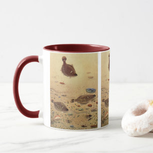 Vintage Flounders, Marine Ocean Life Flat Fish Mug