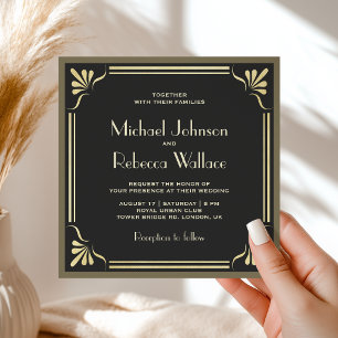 Vintage Flourish Art Deco All in One Wedding Invitation