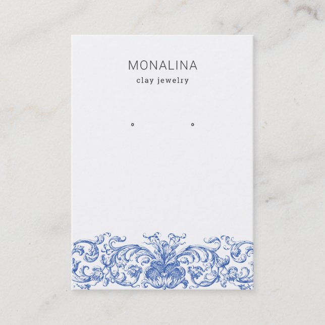 Vintage Flourish Blue | Earring Jewellery Display  Business Card (Front)