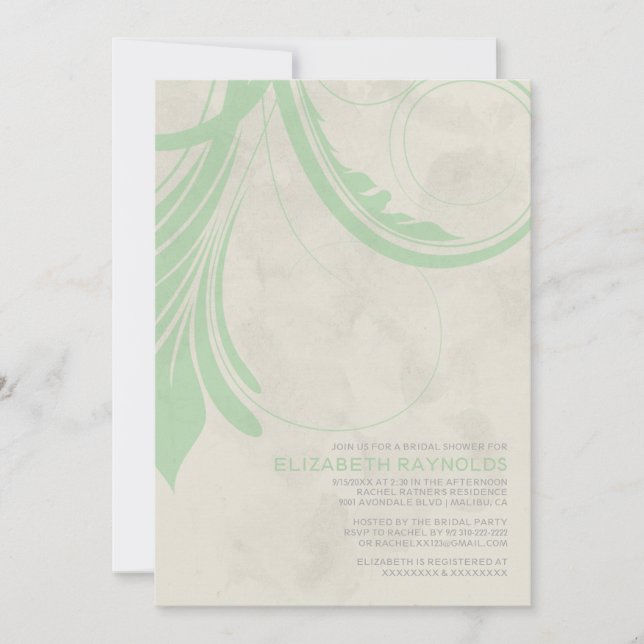 Vintage Flourish Bridal Shower Invitations (Front)