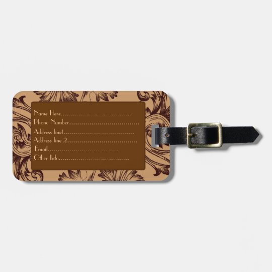 Vintage Flourish (Dark Brown) Luggage Tag
