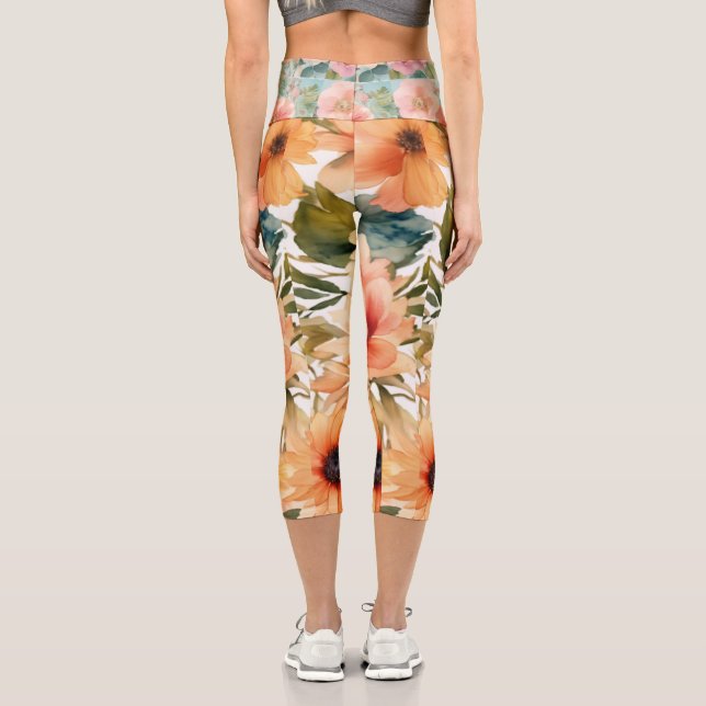 vintage flourish drawing capri leggings (Back)