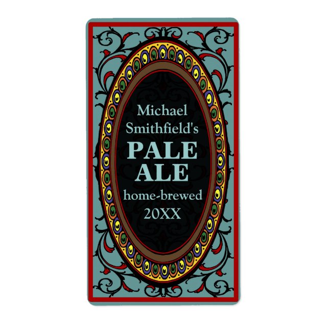 Vintage Flourish Homebrew Beer Labels Blue (Front)