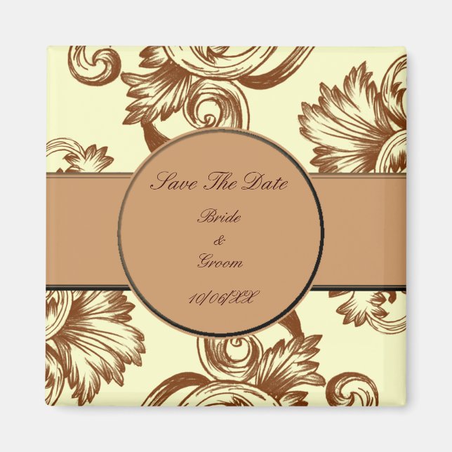 Vintage Flourish (Light Brown) Magnet (Front)