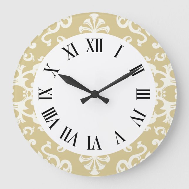 Vintage Flourish Motif Pattern in Cream Wall Clock (Front)