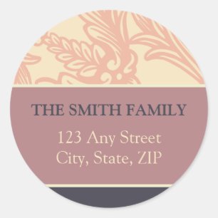Vintage Flourish Pink/Plum Return Address Sticker