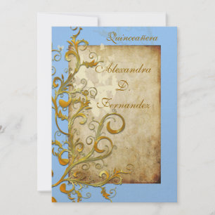 Vintage flourish swirls/butterflies invitation