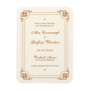 Vintage Flourish Wedding Save the Date Magnet