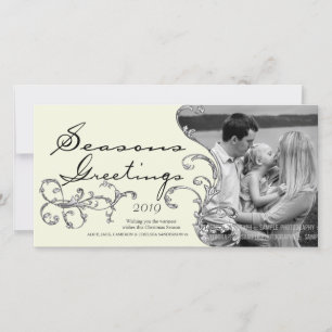Vintage Flourish Xmas Christmas Phot Card Template