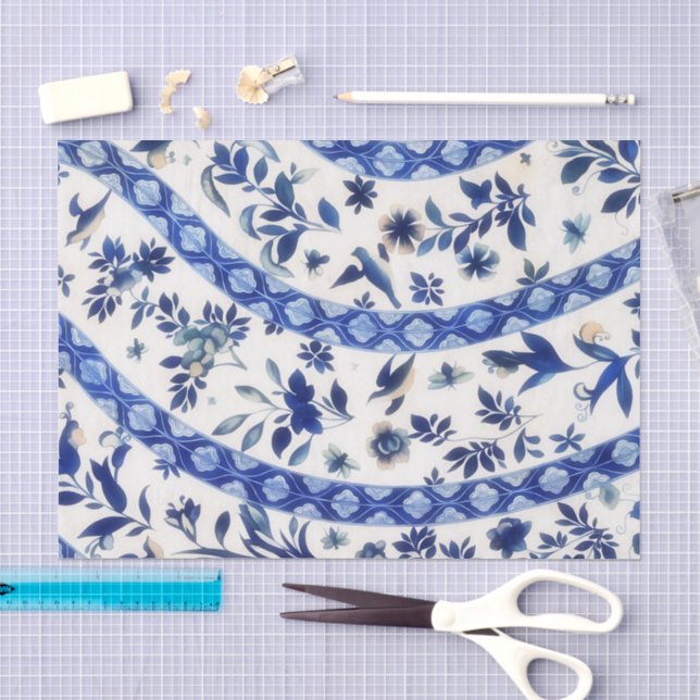 Vintage Flow Blue Pattern Tissue Paper (Craft)