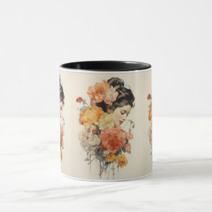 Vintage Flower and Woman Mug