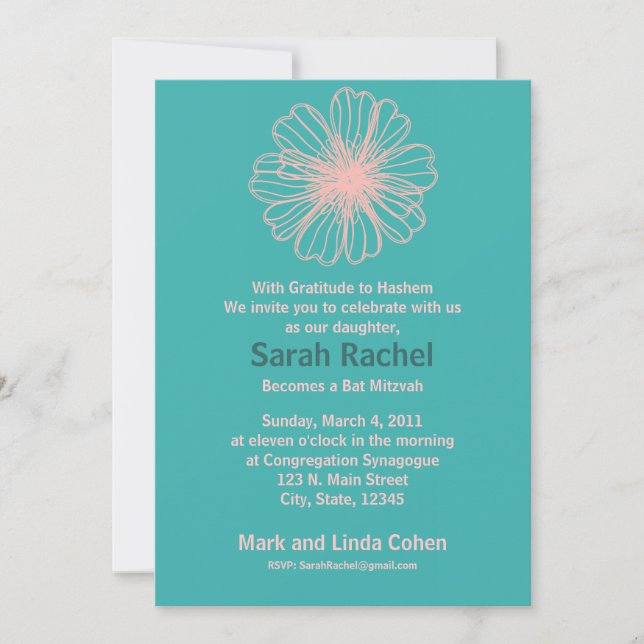 Vintage Flower Aqua Invitation (Front)