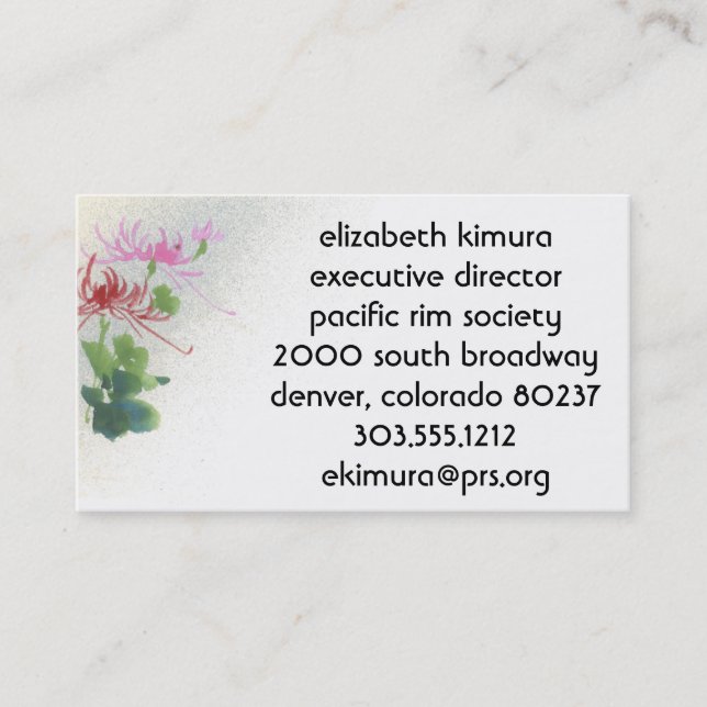 Vintage Flower  Asian Style Business Cards (Front)