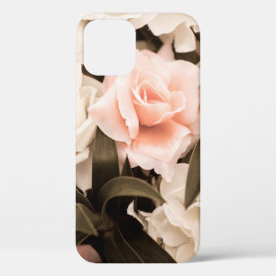 Vintage flower background, pastel flower backgroun iPhone 12 case