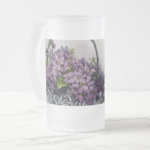Vintage Flower Basket – Mother's Day Bloom Frosted Glass Beer Mug