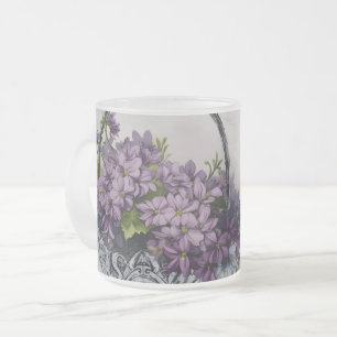 Vintage Flower Basket – Mother's Day Bloom Frosted Glass Coffee Mug