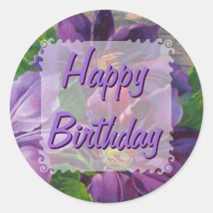 Vintage Flower Birthday Stickers