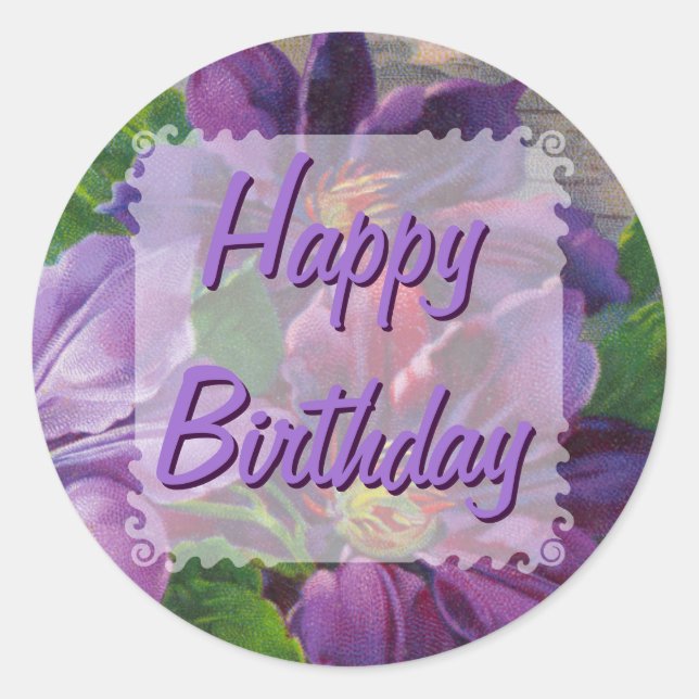 Vintage Flower Birthday Stickers (Front)