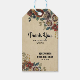 Vintage Flower Birthday Thank You Gift Tags