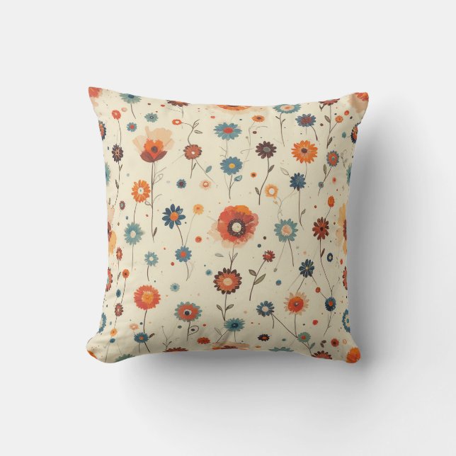 Vintage Flower Blooms Square Cushion. ver2 Cushion (Front)
