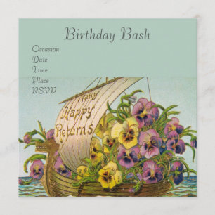 Vintage Flower Boat Invitation